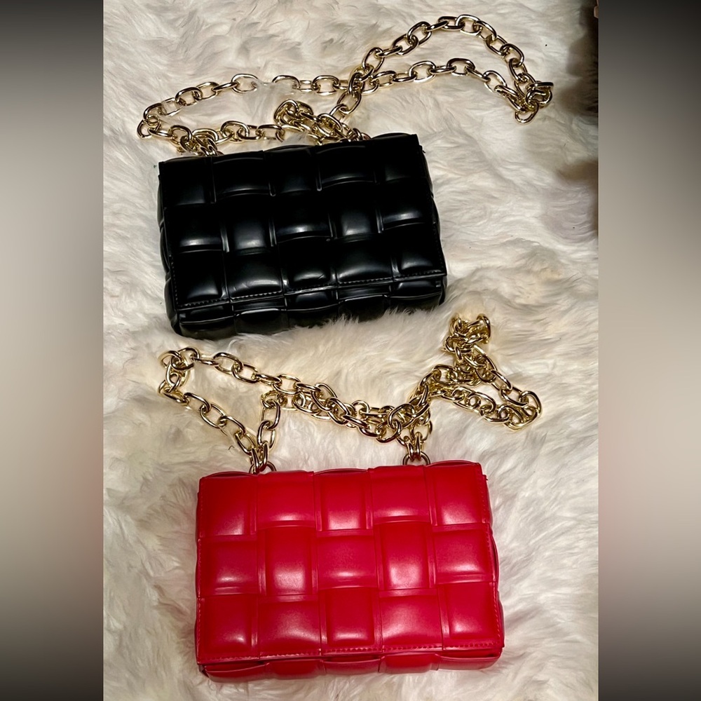 Red and black women’s handbags